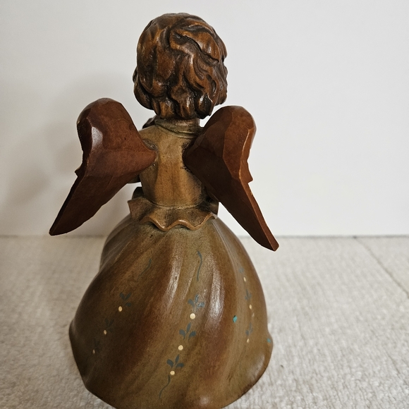 VTG THORENS HAND CARVED PAINTED MUSIC BOX ANGEL PLAYING VIOLIN SWITZERLAND - Picture 6 of 16
